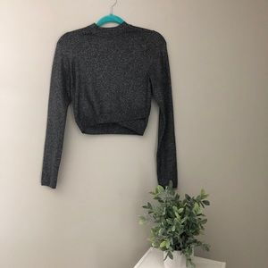 EXPRESS Sparkly Crop Mock Neck Sweater